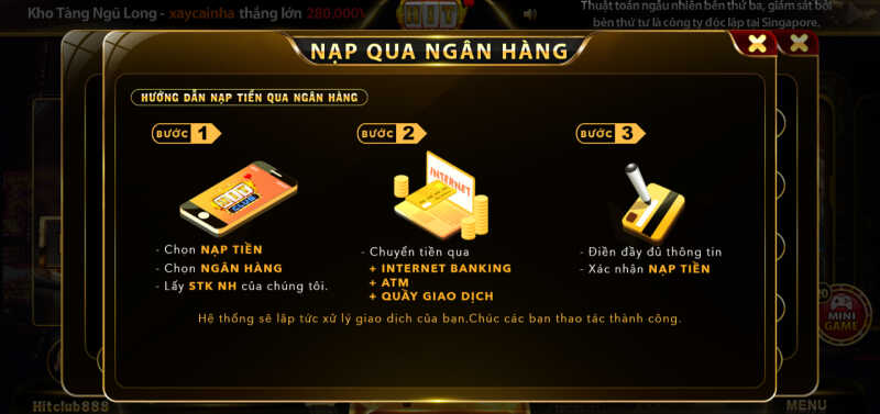 Các bước nạp tiền tại Hit Club