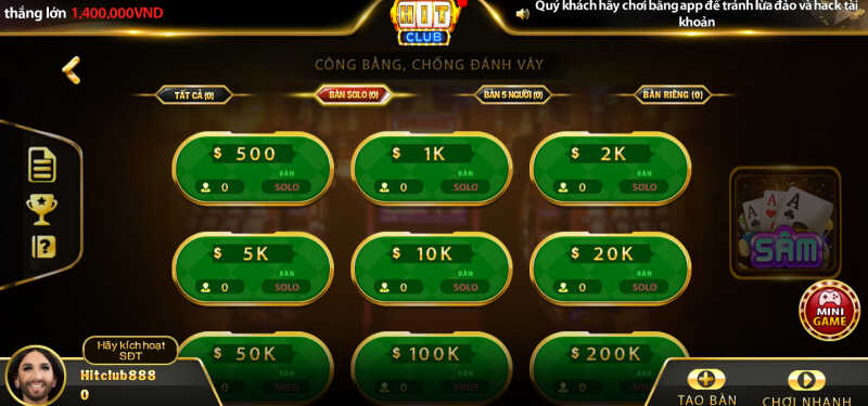 Sâm - Game bài đổi thưởng tại cổng game Hit Club