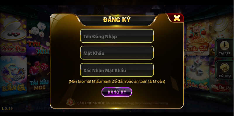 Đăng ký tài khoản Hit Club bằng biểu mẫu